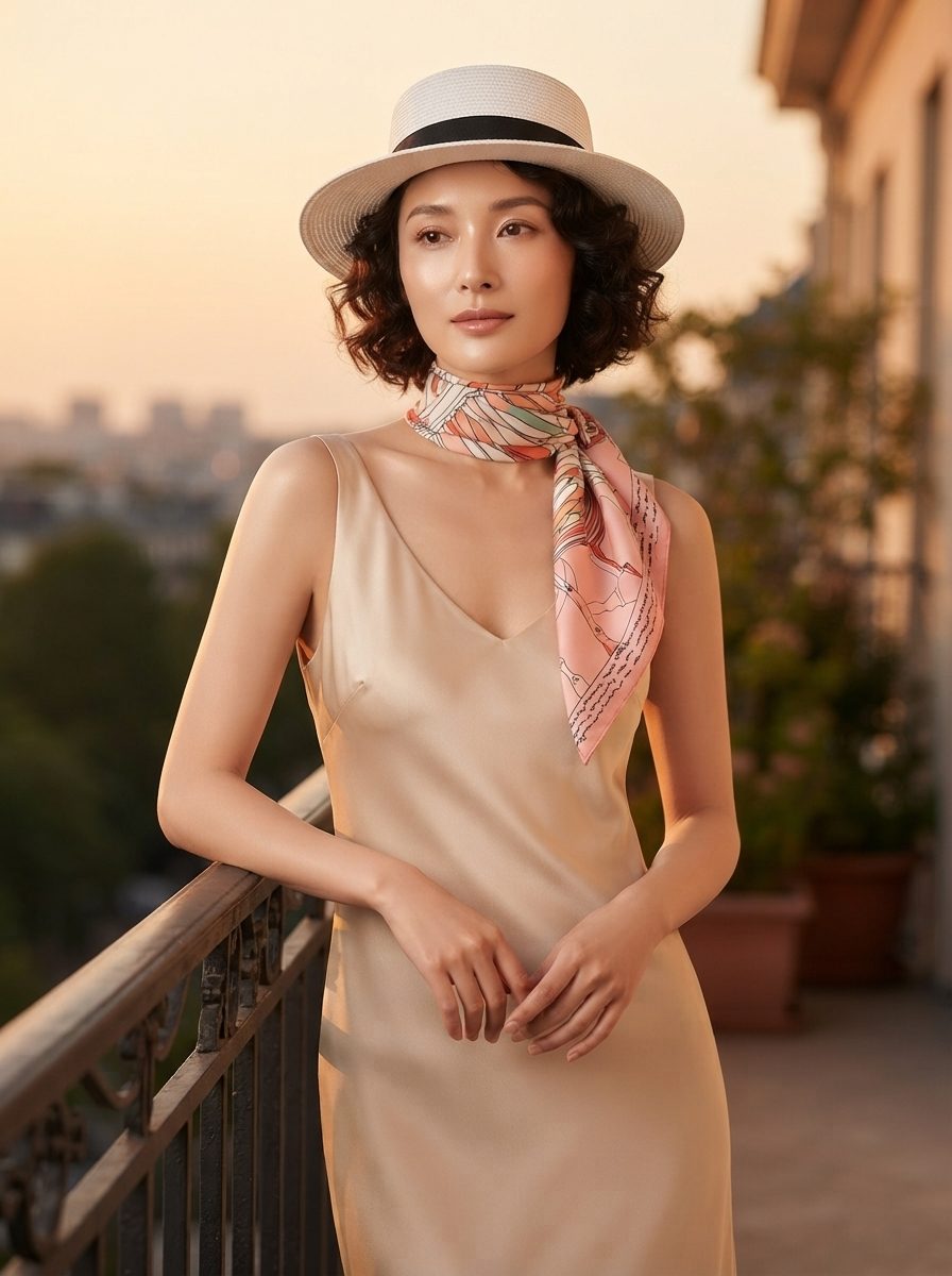 吊带裙加领结·黄昏阳台夏季佩戴